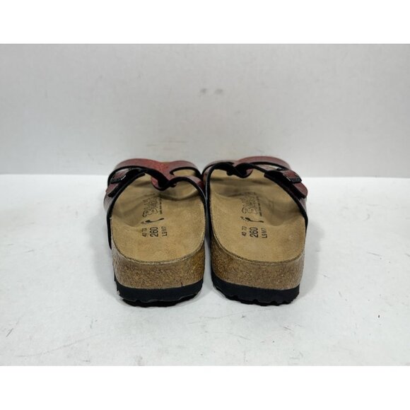 Birkenstock Birki’s Sylt Metallic Red Croc Embossed Sandals Size 40 US 9 Narrow - Picture 4 of 6